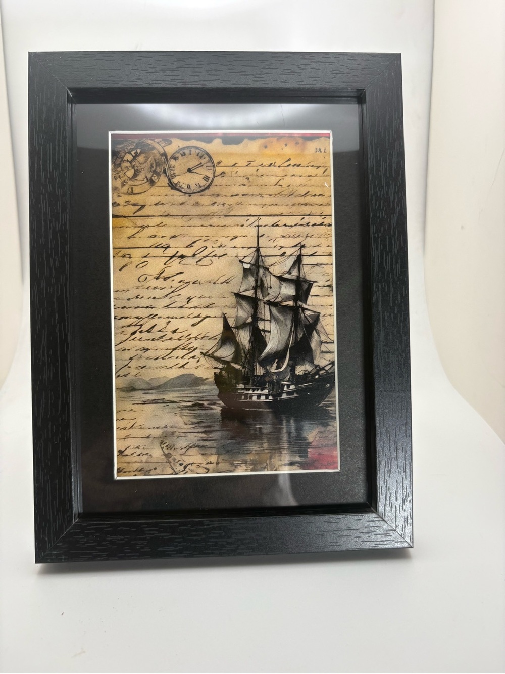 Vintage Gothic Sailing Ship Art Print – Framed 5x7 Dark Academia Decor
